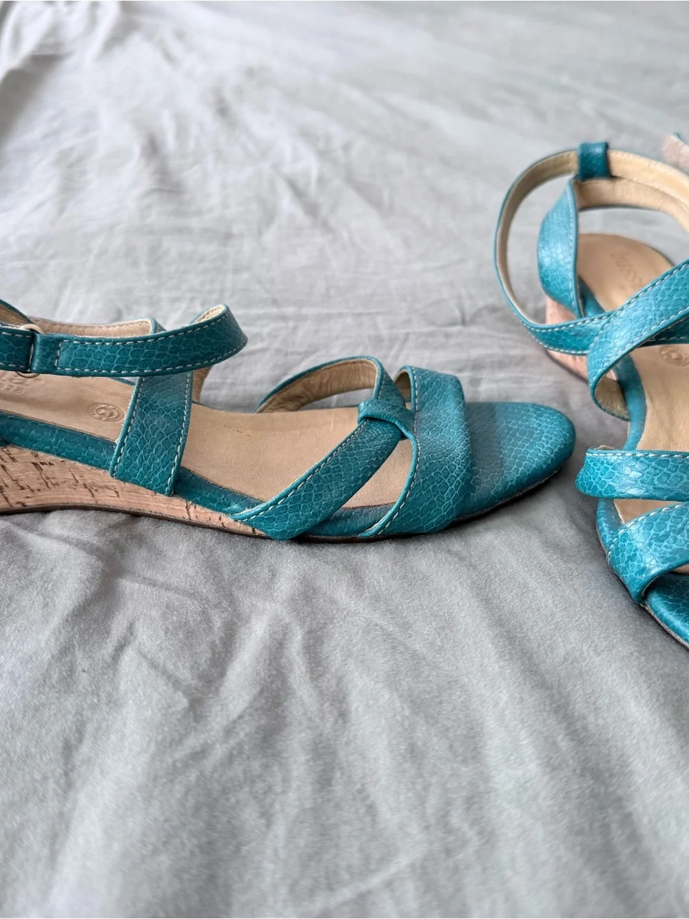 bussola Turquoise Cross-Strap Sandal
